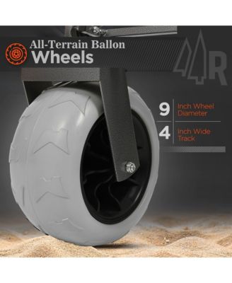 Folding Wagon - Heavy-Duty Wagon Cart with All-terrain Wheels and Bench Seat, 500lbs Capacity for Camping and Beach.