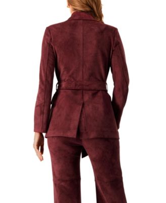 Women's Faux-Suede Blazer with Waist Tie