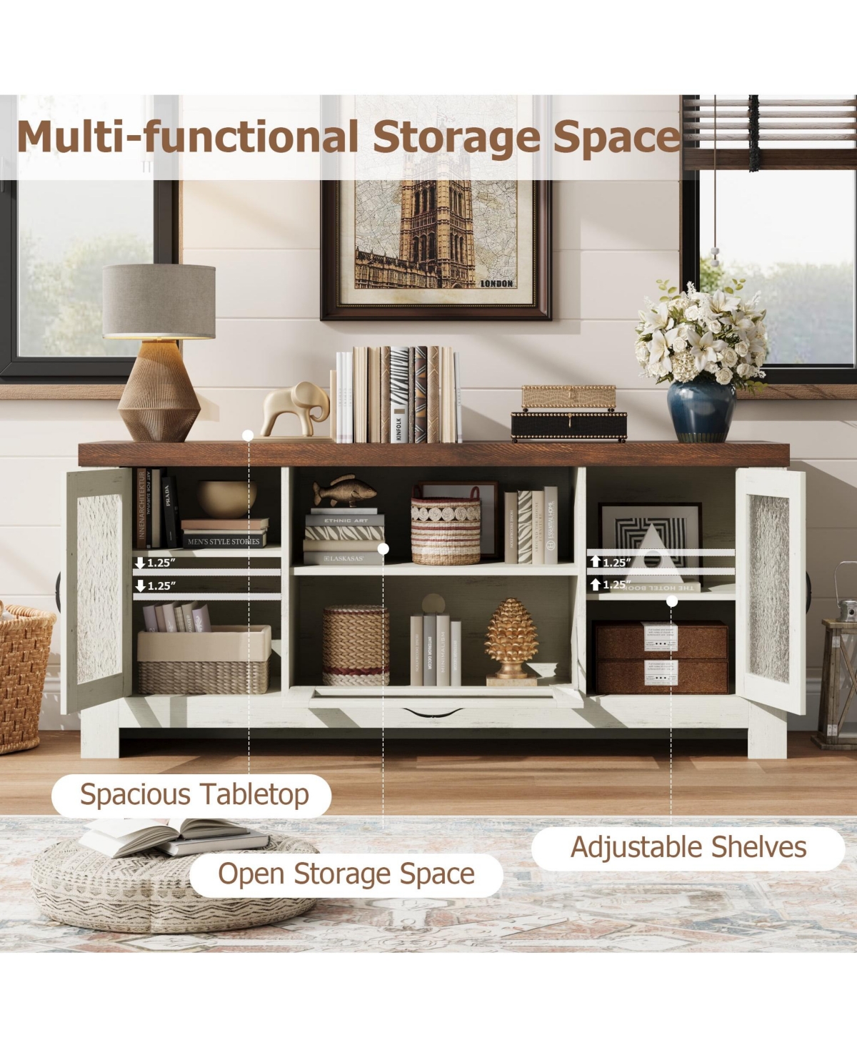 gaomon Tv Stand Tv, Entertainment Center with Acrylic Door Storage Cabinet & Adjustable Shelve