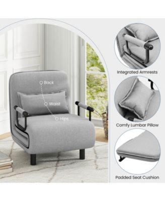 3-in-1 Convertible Sofa Bed with 5-Position Adjustable Backrest & Lumbar Pillow