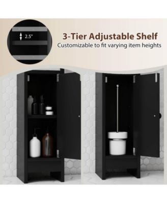 Bathroom Storage Cabinet with Adjustable Shelf 1 Door & 2 Open Shelves Living Room