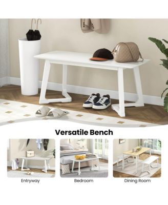 2 PCS 42" Modern Entryway Bench with Rubber Wood Legs Smooth Seating Area