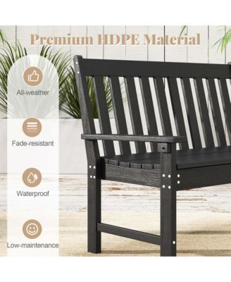 Garden Bench All-Weather HDPE 2-Person Outdoor Bench for Front Porch Backyard