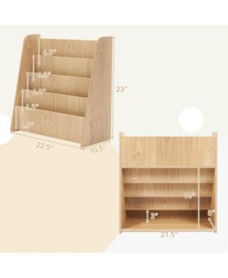 4-tier Kids Wooden Bookshelf Toddlers Book Rack with Deep Shelves