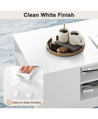 34" Long Rectangle Center Table Coffee Table with 2-Tier Open Storage Shelves