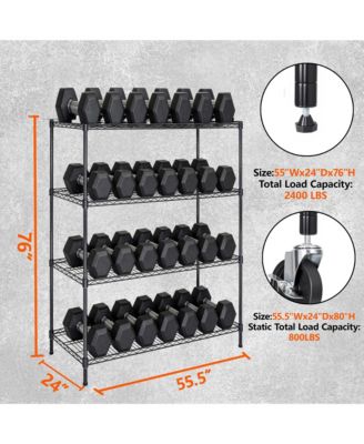 4 Tier Heavy Duty Wire Storage Shelves with Wheels, Adjustable Utility Storage Rack, 2400 lbs Capacity for Garage