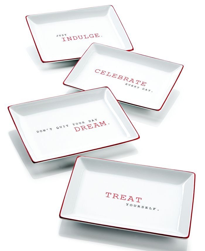 The Cellar Red Sentiments Appetizer Plates, Set of 4, Created for Macy