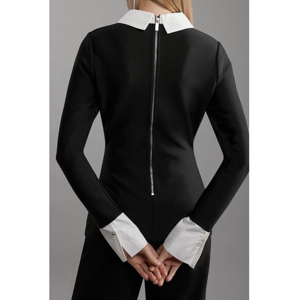 Karen Millen Women's Bandage Embellished Collar Knit Top