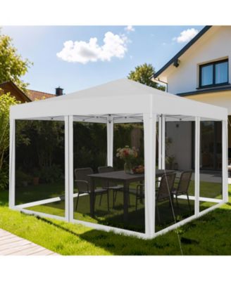 10x10 ft Pop-Up Canopy Tent with Mesh Netting, Instant Setup