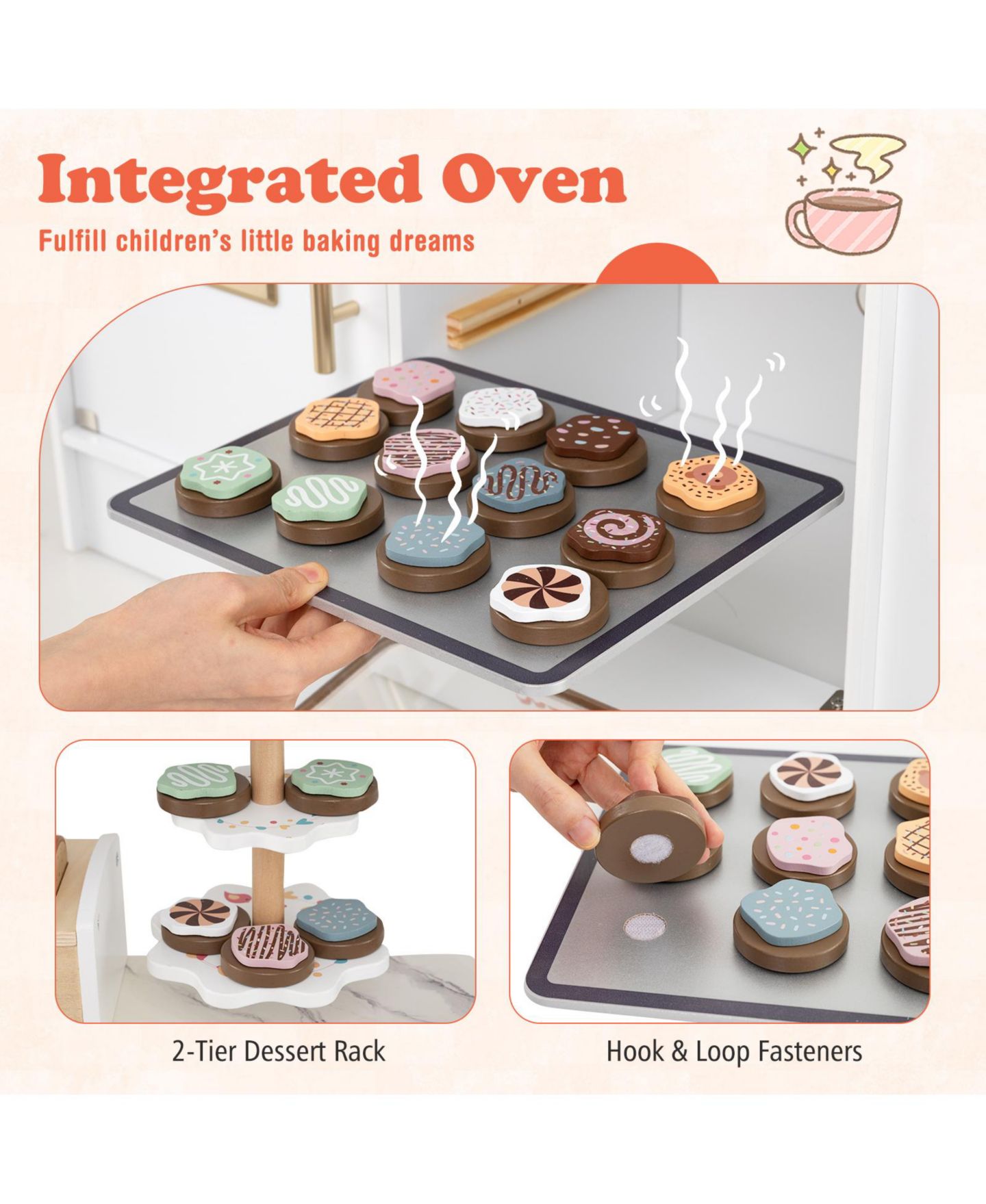Детский игровой набор Mecale Little Chef Lights & Sounds 25-Piece Kitchen Playset, Ages 3+, цвет: Белый — фото 8