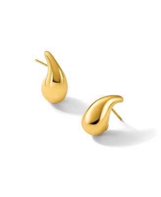 Solid 18k Yellow Gold Italian 20x9.4mm Puffed Teardrop Dangle Earrings