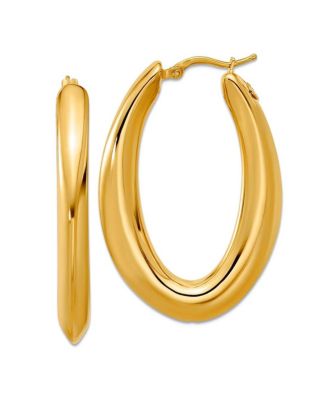 Solid 18k Yellow Gold 41x28mm Puffed Oval Hoop Earrings