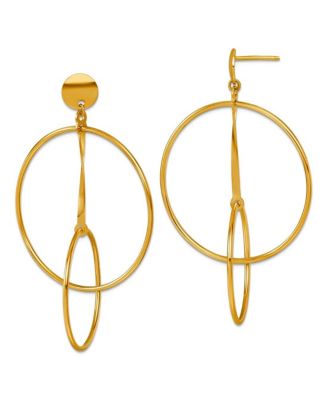 Solid 18k Yellow Gold Italian 54x32mm Double Circle Statement Post Earrings