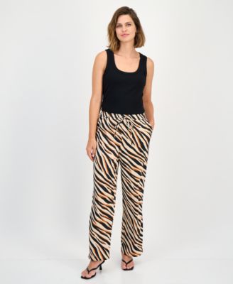 Women's Animal-Print Pull-On Wide-Leg Pants