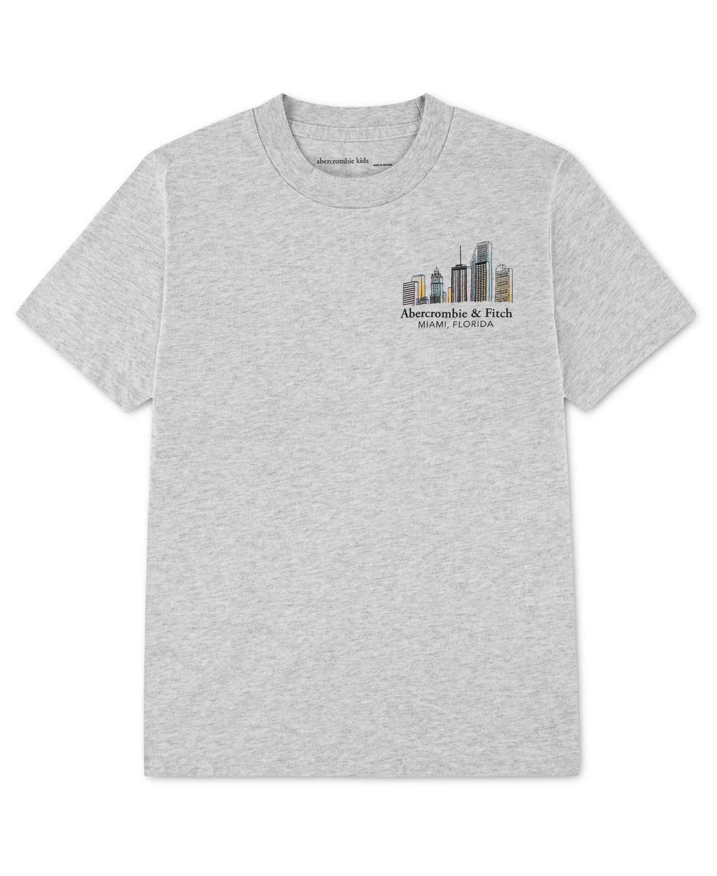 Футболка abercrombie kids Miami Short-Sleeve T-Shirt для мальчиков, цвет: Серый меланжевый — фото 1