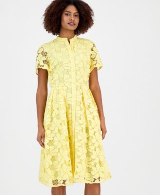 Women's Lace Button-Front Short-Sleeve Dress