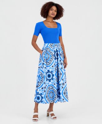 Women's Printed Pull-On Midi Skirt