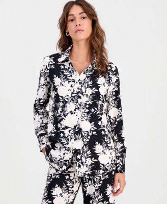 Women's Floral-Print Button-Front Shirt