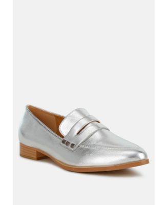 Rag and Co Womens Potania Penny Strap Metallic Loafers