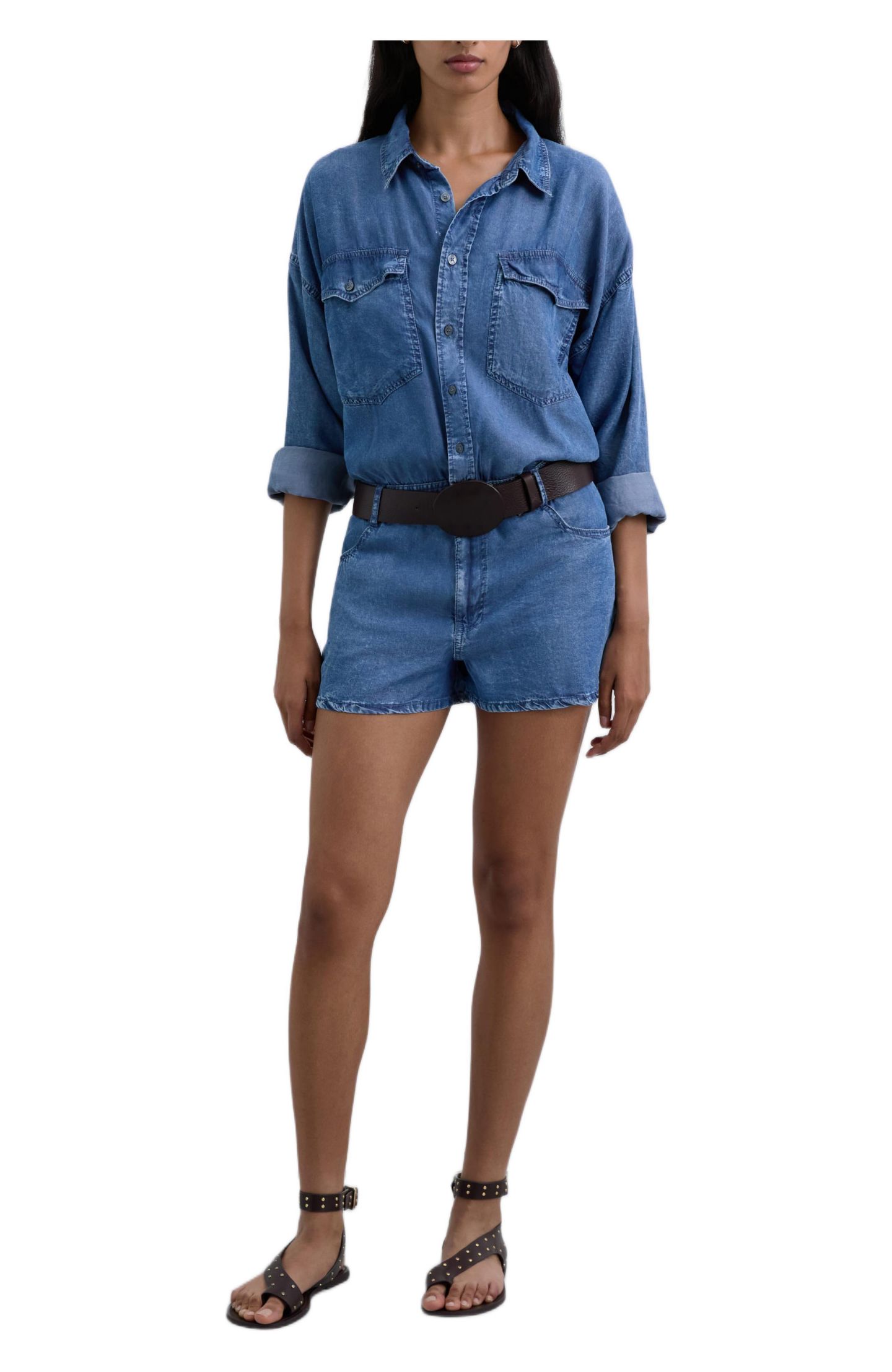 Женский комбинезон Scalpers Short Tencel Jumpsuit, цвет: Darkindigo — фото 2