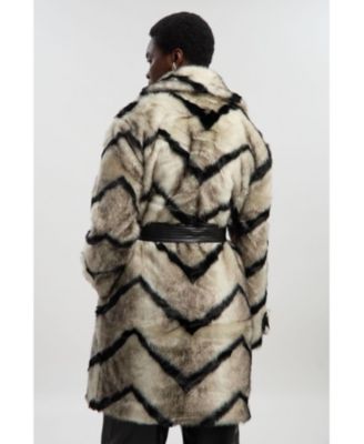 Women's Mono Faux Fur Belted Longline Coat