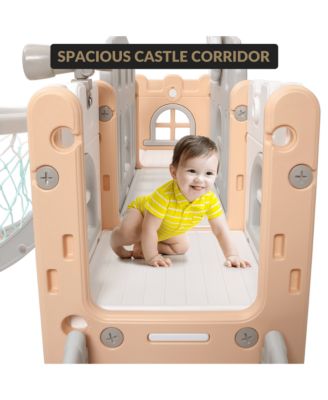 8-In-1 Indoor Playground with Slide: Slide Playset, Includes Slide, Basketball Hoop, Climber