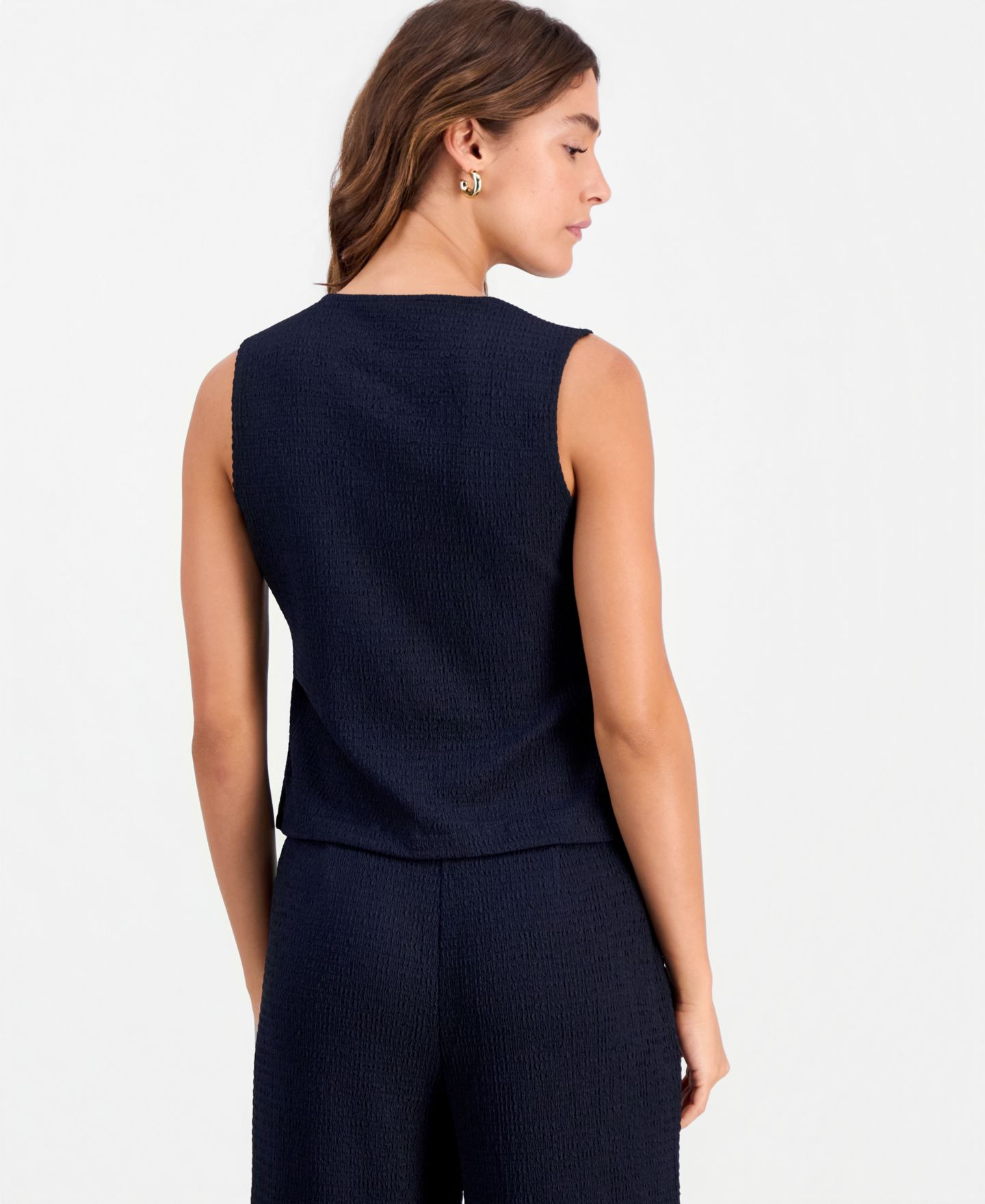 Женский жилет Bar III Textured Knit Vest, цвет: Тёмно-синий — фото 2
