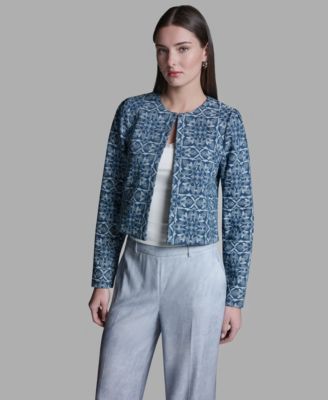 Women's Boxy Square Print Jacket
