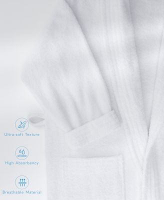 100% Cotton Robes Unisex Lightweight Plush Shawl Collar Bathrobes