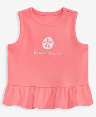 First Impressions Toddler Girls 2T-4T Mix Match Sand Dollar Peplum Top Macys Exclusive - Peachberry 14$