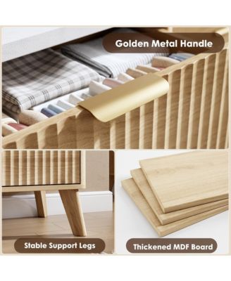 Fluted Dresser for Bedroom, 6 Deep Drawer Modern Wood Storage Chest