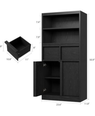 Tall Freestanding Bathroom Cabinet, 51" H, Doors & 2 Drawers, Organizer for Bathroom, Living Room, Kitchen & Pantry