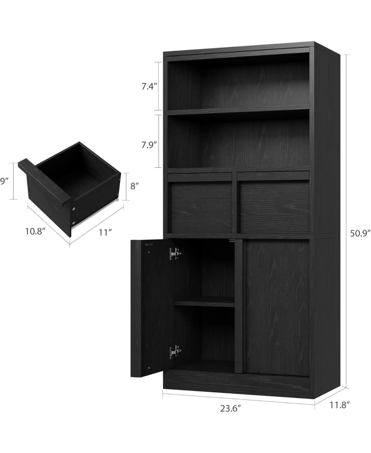 gaomon Tall Freestanding Bathroom Cabinet, 51" H, Doors & 2 Drawers, Organizer for Bathroom, Living Room, Kitchen & Pantry
