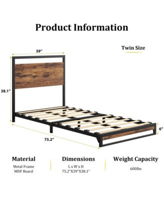 Bed Frame with Wood Headboard and Footboard, with Under Bed Storage, No Box Spring Needed