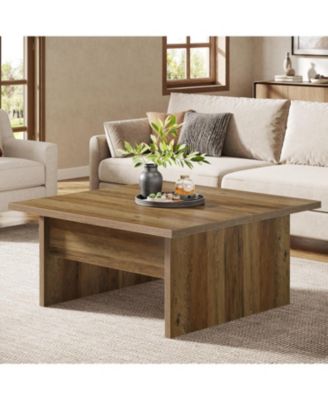 Square Coffee Table, 39.4-Inch Farmhouse Cocktail Tea Center Table for Living Room