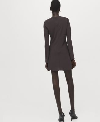 Women's Draped Neck Long-Sleeved Dress