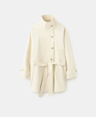 Women's Funnel Neck Belt Trench Coat