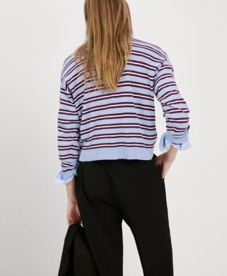 Women's Striped Polo-Neck Sweater