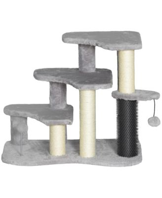2-in-1 Cat Tree & Pet Stairs with Scratching Posts & Toy Balls, for High Beds & Couches