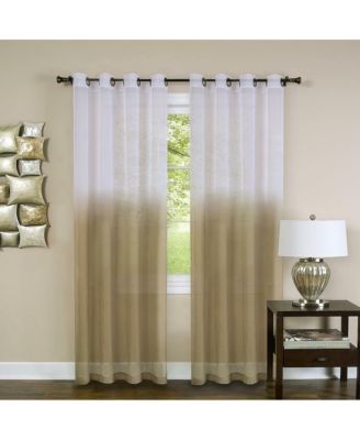 Tropical Living Semi Matte Sheer Ombre Chic Grommet Top Window Curtains - 52 in. W x 84 in. L