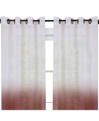 Tropical Living Semi Matte Sheer Ombre Chic Grommet Top Window Curtains - 52 in. W x 84 in. L