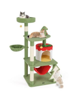 Christmas Cat Tree with Sisal Scratching Posts & Gift Box Condo, Holiday Pet Furniture