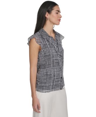 Petite Collared Neck Short-Sleeve Top