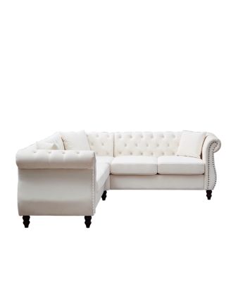 83.5" Oversized L-Shaped Sectional Sofa, 5-Seater Couch with 3 Pillows