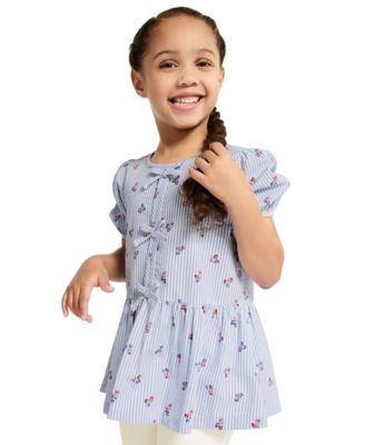 Girls' 4-6X Round Neck Short-Sleeve Top and Cropped Leggings, 2-Piece Set