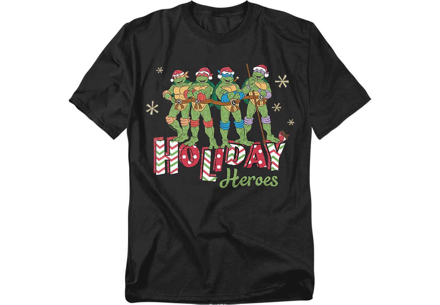 Мужская футболка Teenage Mutant Ninja Turtles Holiday Heroes Christmas Shine, цвет: Чёрный — фото 1