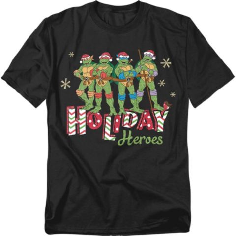 Мужская футболка Teenage Mutant Ninja Turtles Holiday Heroes Christmas Shine, цвет: Чёрный