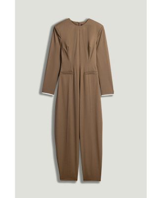 Women's Sculpted-Shoulder Crew-Neck Jumpsuit