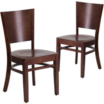 2 Pack Solid Back Wooden Restaurant Chair