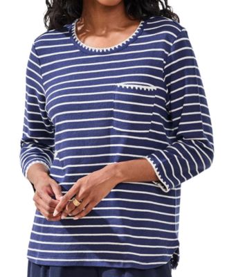Women's Textured Stripe Knit 3/4-Sleeve Top